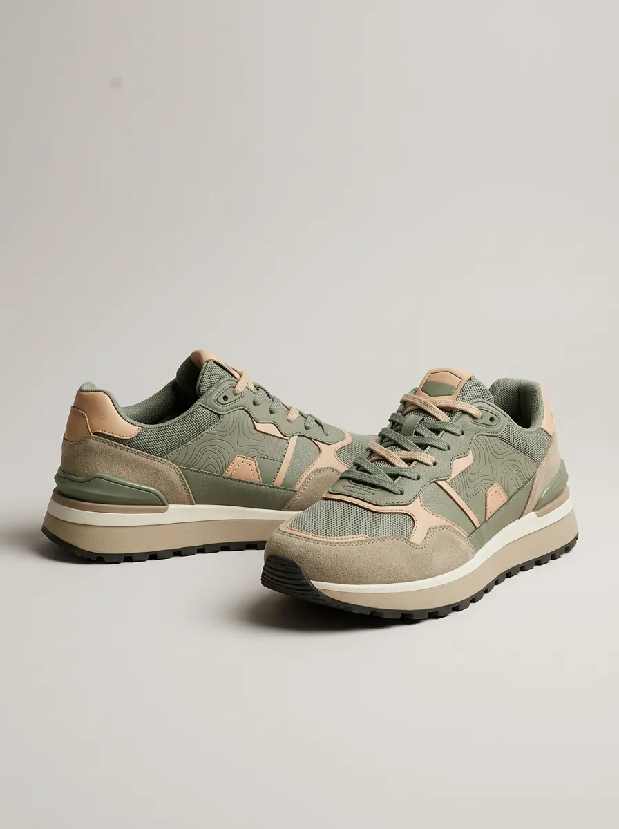 Unisex Modern Outdoor Hiking Topographic Map Print Sneakers