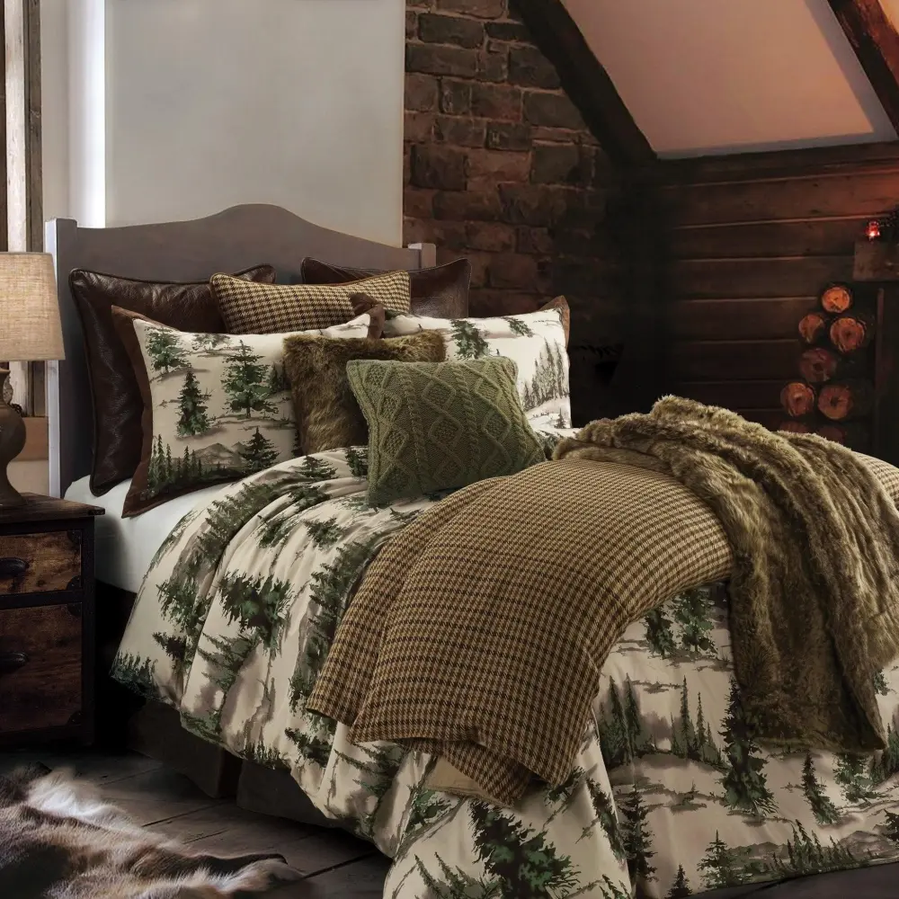 Pine Motif Cotton Comforter Set