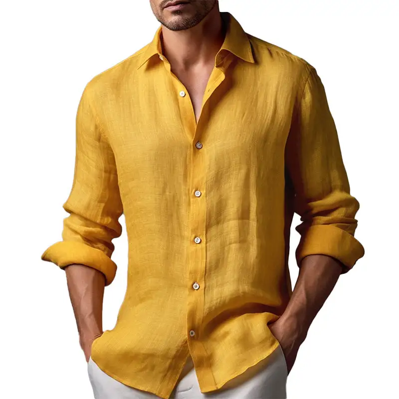 Camp Collar Button Linen Shirt