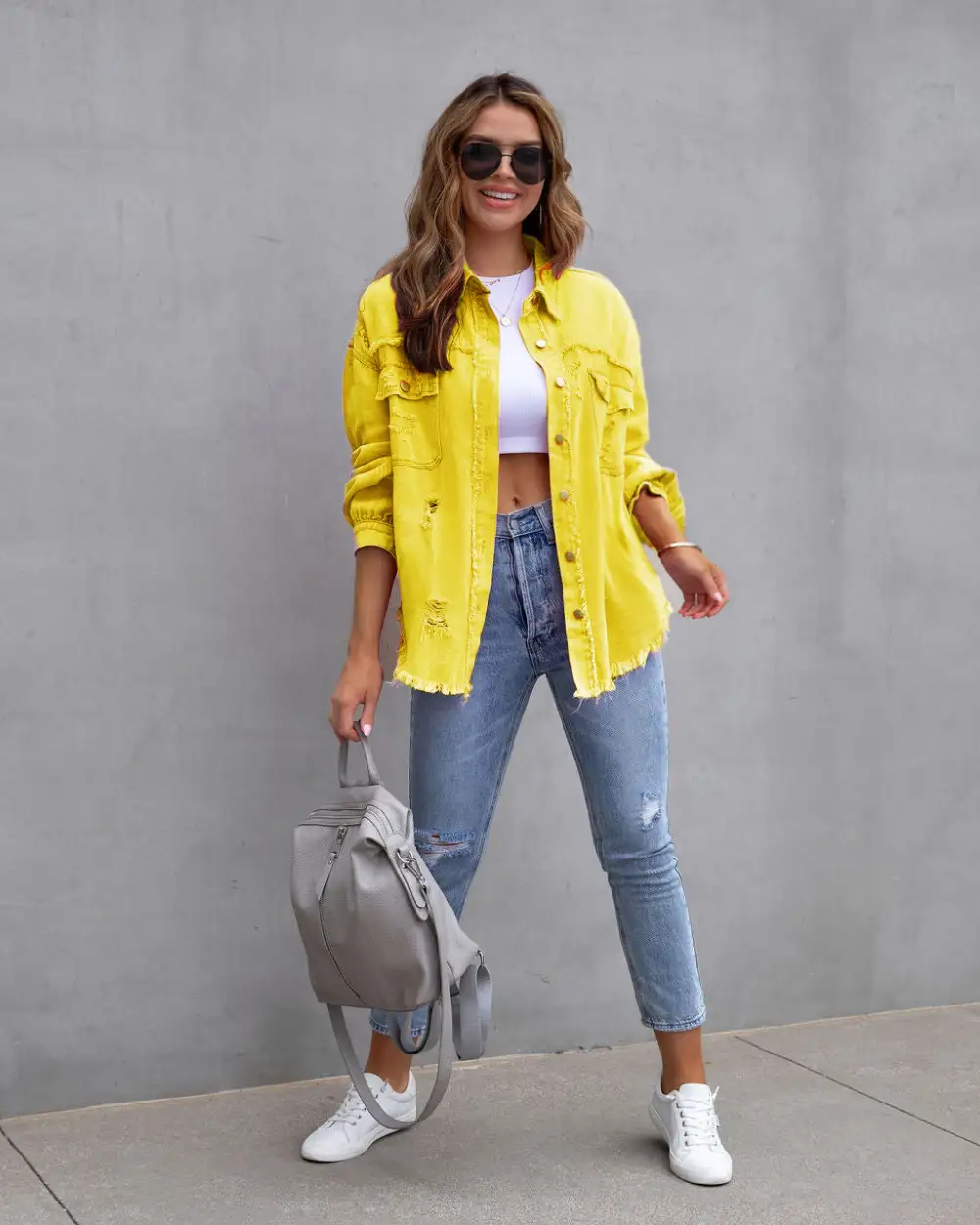 Distressed Shirt Style Jacket