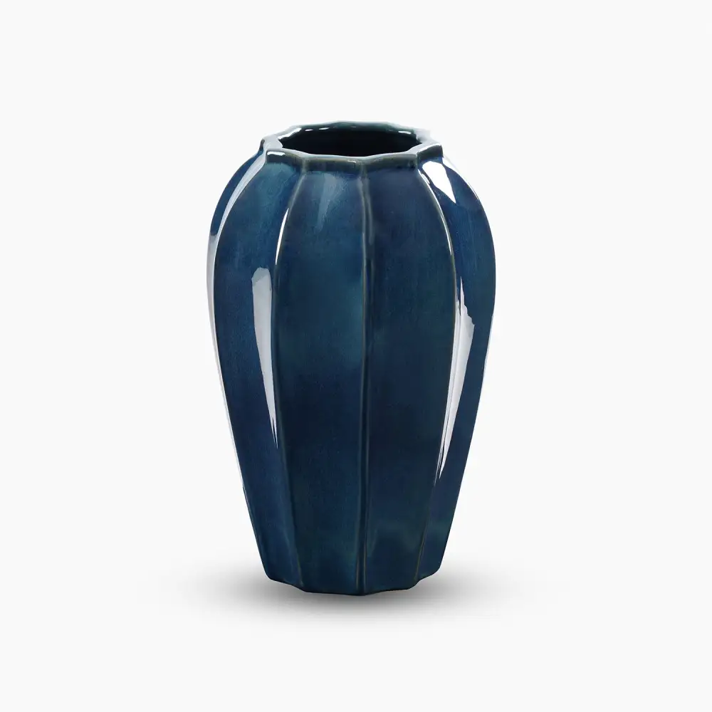 Navy Glazed Ceramic Vase