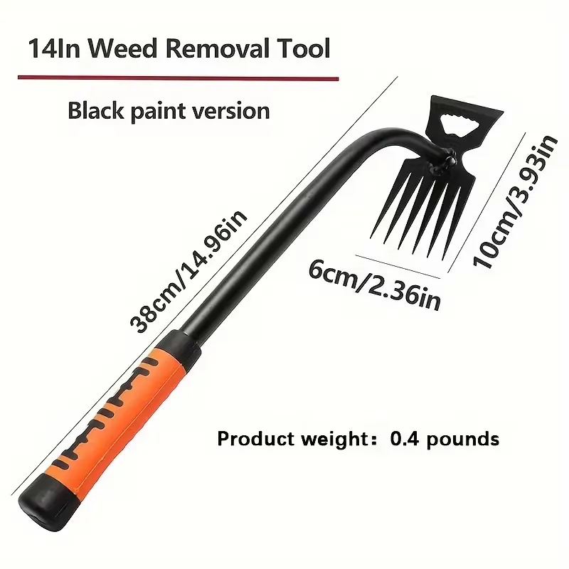 Weeding Fork with Orange Handle