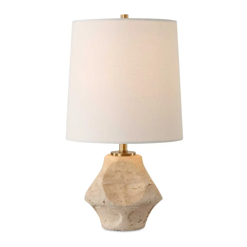 Carved Travertine Lamp