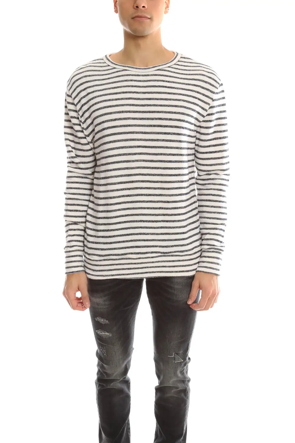 Long Sleeve Striped Cotton T-Shirt