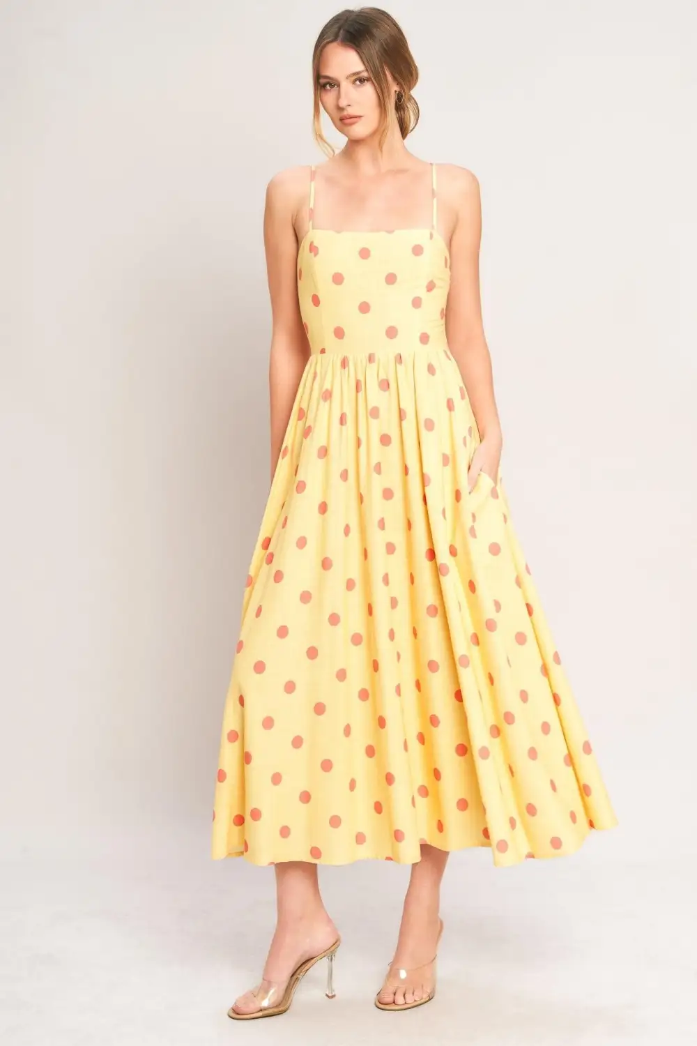 Smocked Linen-Blend Printed Midi Dress