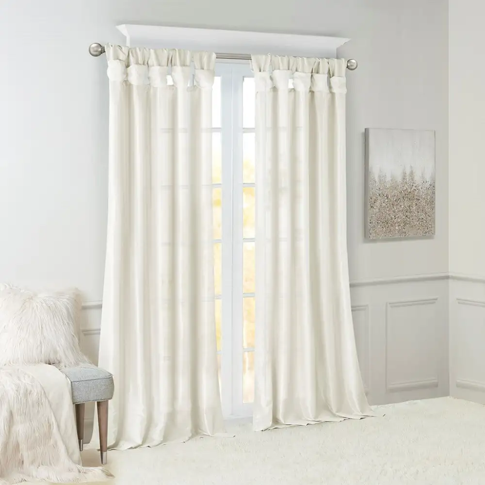 Lightweight Faux Silk Twist-Tab Curtain Panel