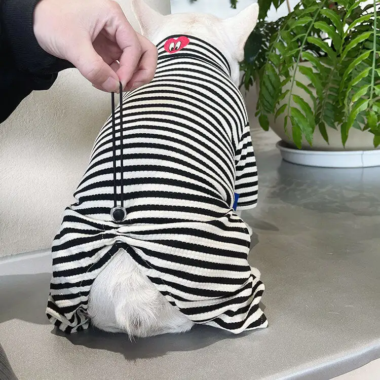 Stripe Pajama Set with Heart Pattern