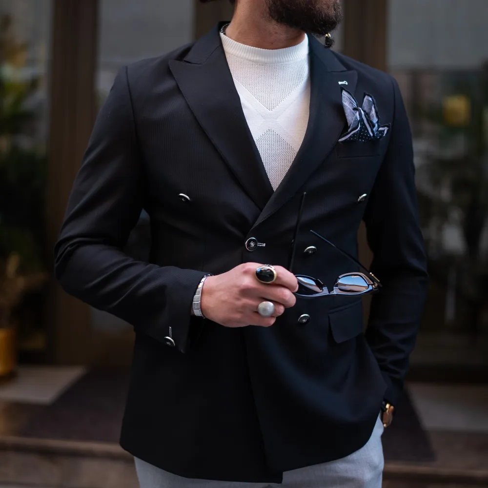Classic Double Breasted Slim Fit Blazer