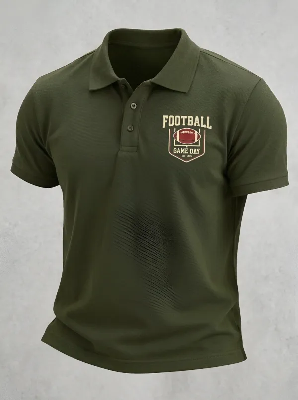 Men's Football Game Day Logo Printed Polo Shirt