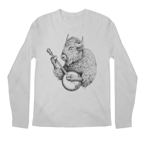 Animal-Inspired Pattern Men's Round-Neck Long-Sleeved T-Shirt