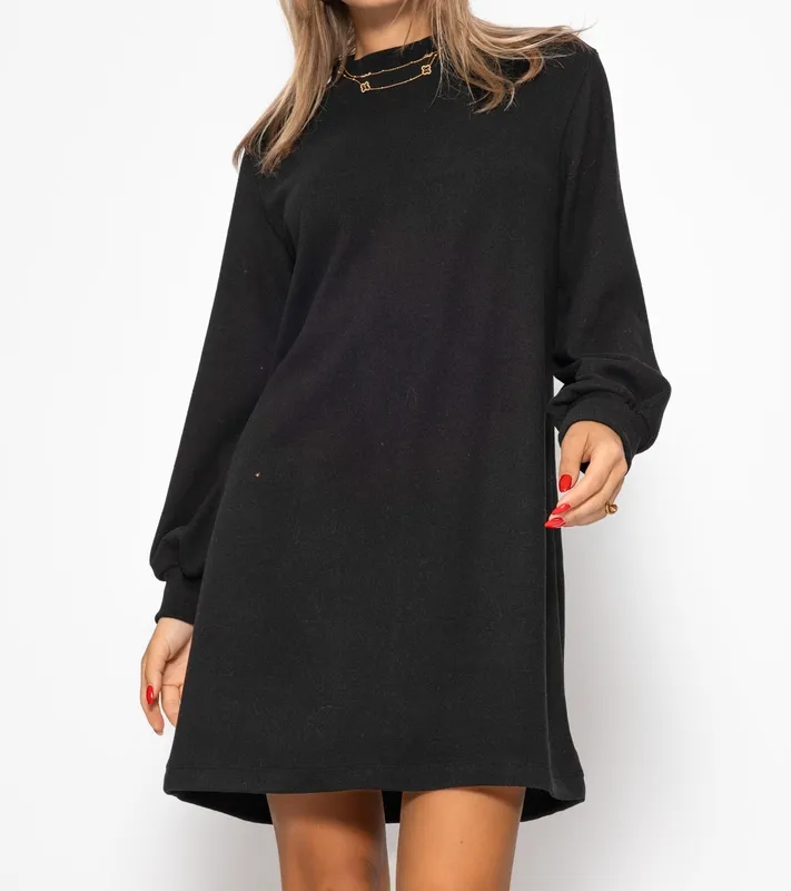 Black Collar Sweatshirt Dress