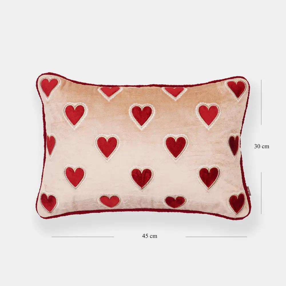 Pink Red Applique Cushion Cover