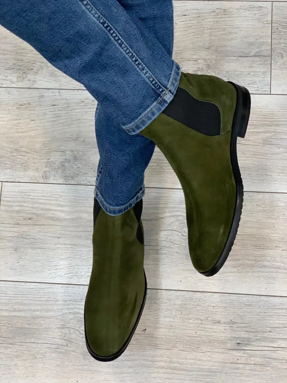 Textured Leather Chelsea Boots