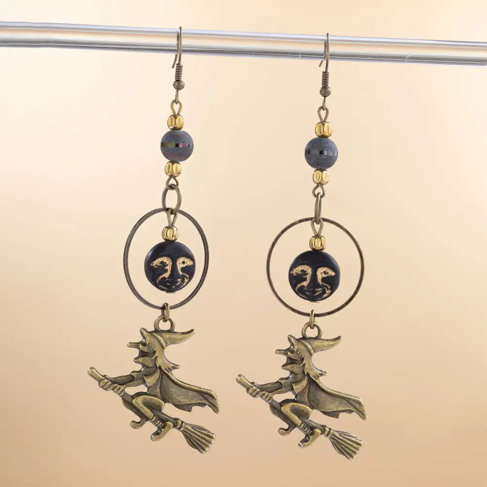 Vintage-Inspired Brass Moon Earrings