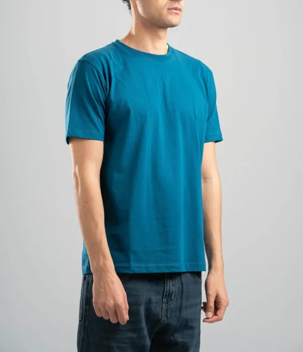 Ocean Blue Soft Cotton Crewneck Tee