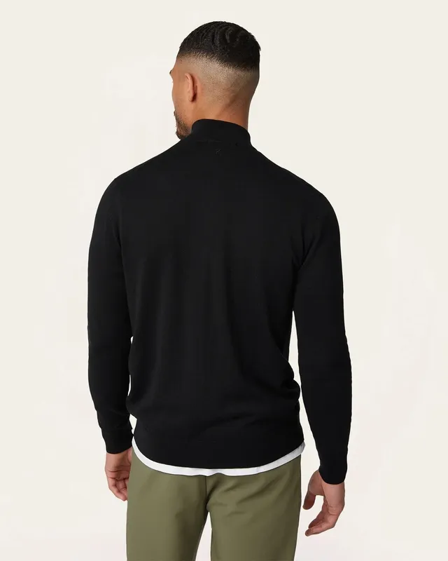 Soft Wool-Blend Half Zip Black
