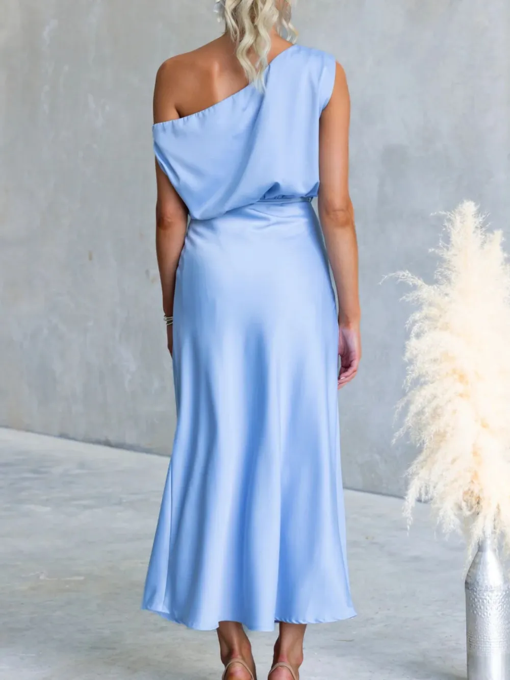 Classic One-Shoulder Midi Dress