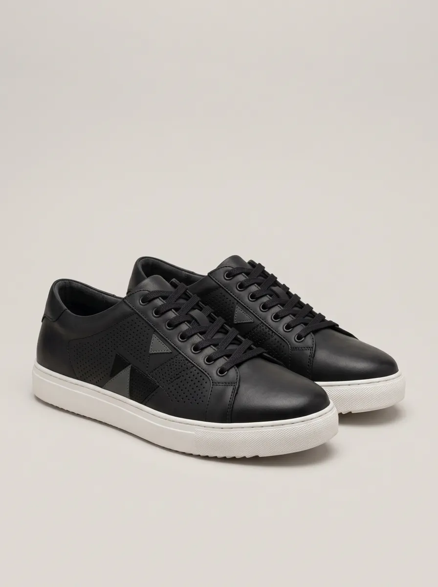 Men's Minimalist Geometric Perforated Pattern Printed Casual Shoes