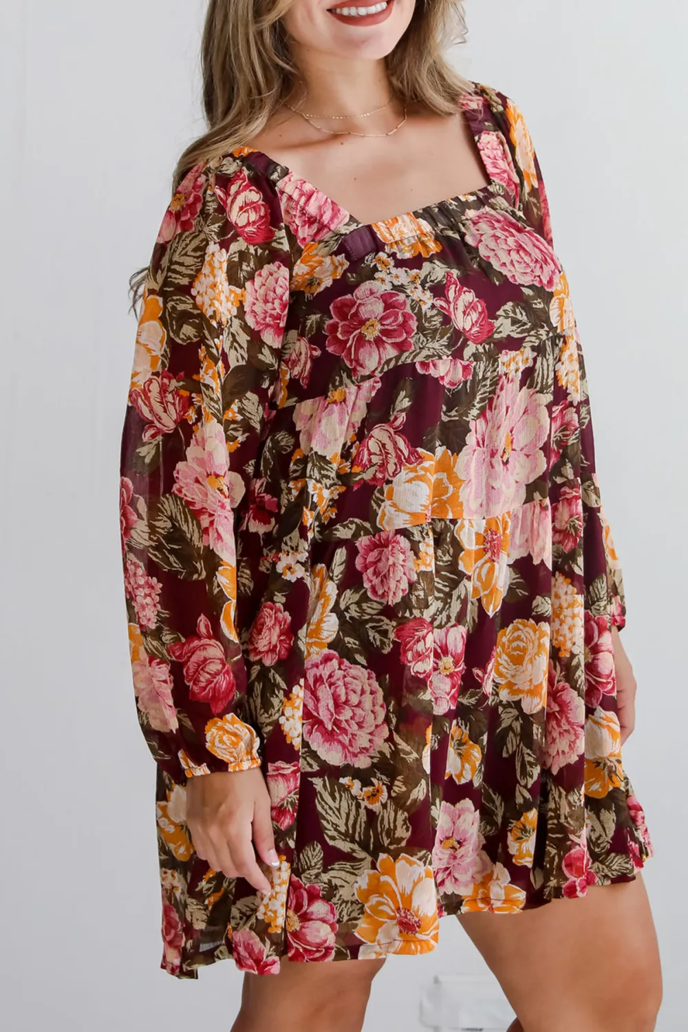 Plum Floral Mini Dress
