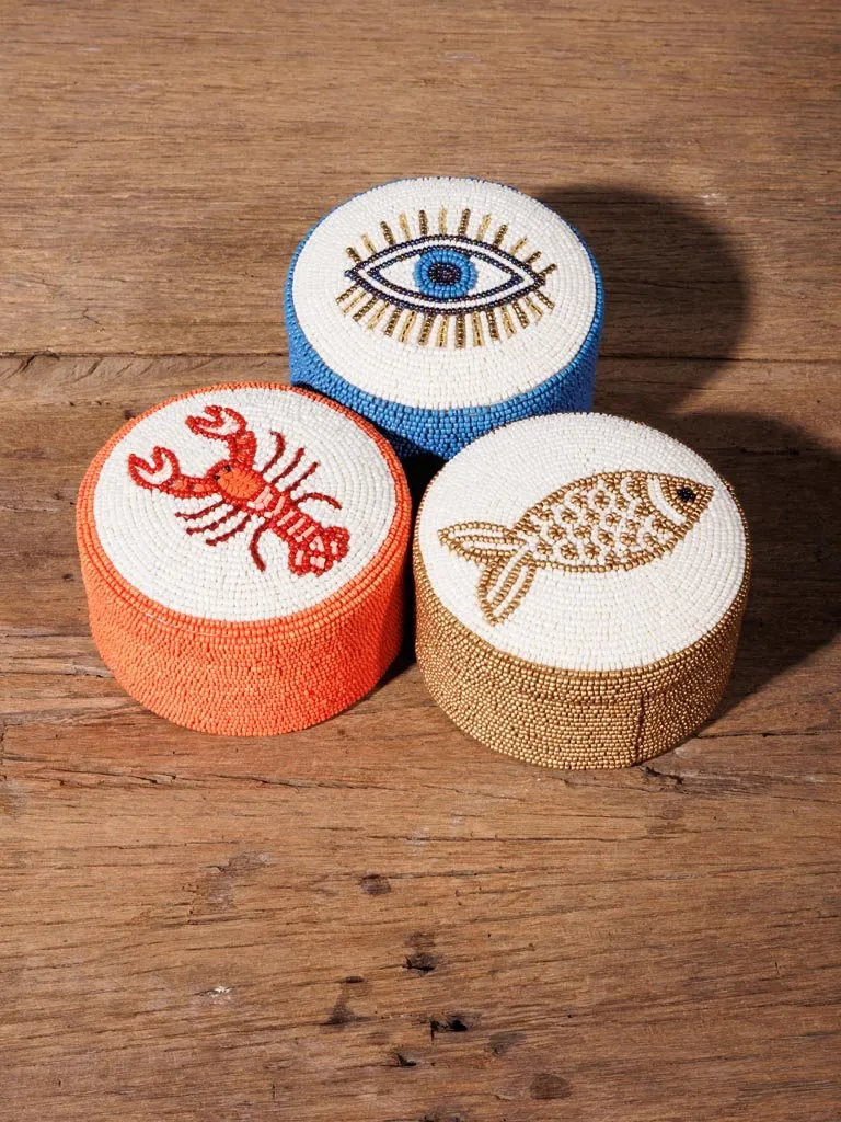 Beaded Round Keepsake Storage Box