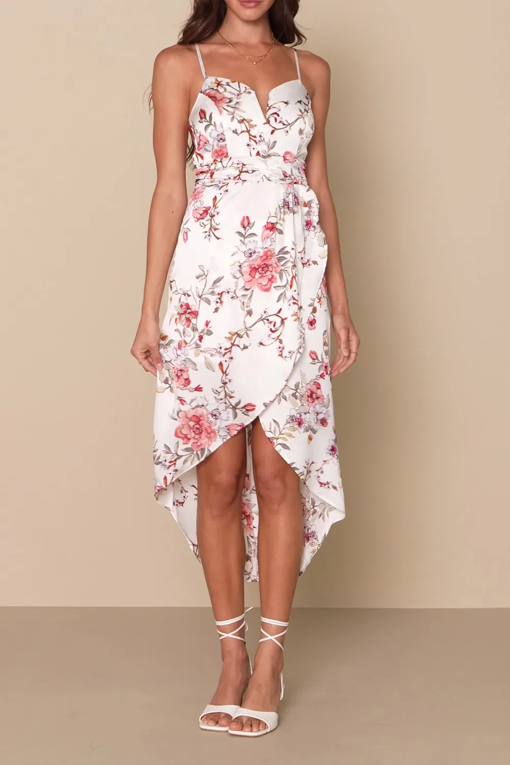 Casual Style Floral Print Tulip Skirt Midi Dress
