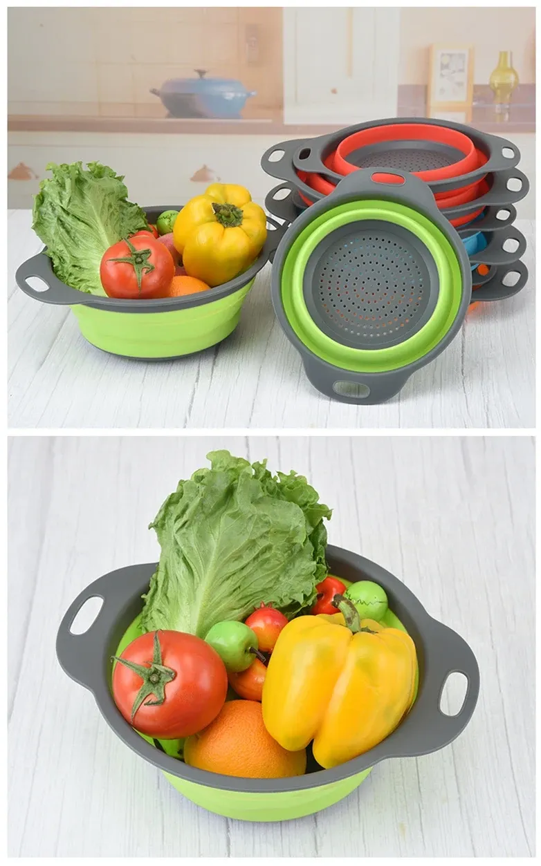 Foldable Vegetable Fruit Cleaning Basin Drainage Basket