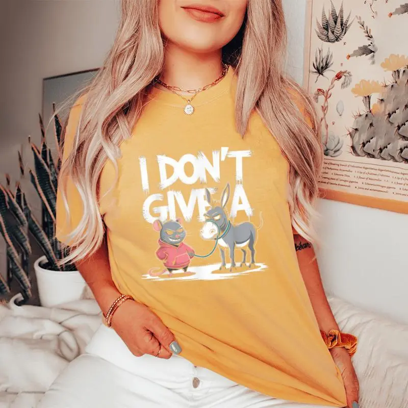 I Dont Give A Rats Donkey Mouse Rat Meme Merch Women's Oversized Comfort T-Shirt