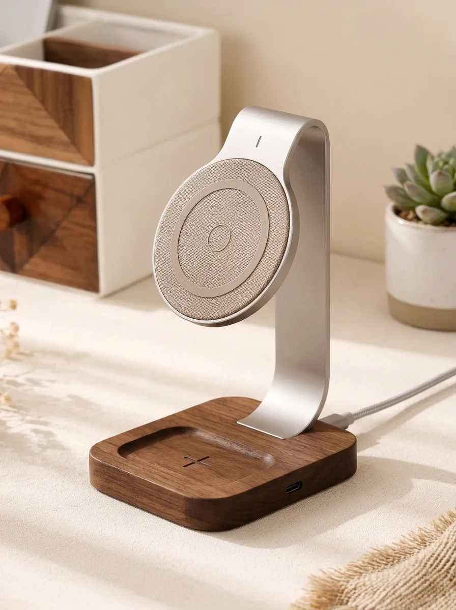 Minimalist Wooden Aluminum Magnetic Charger