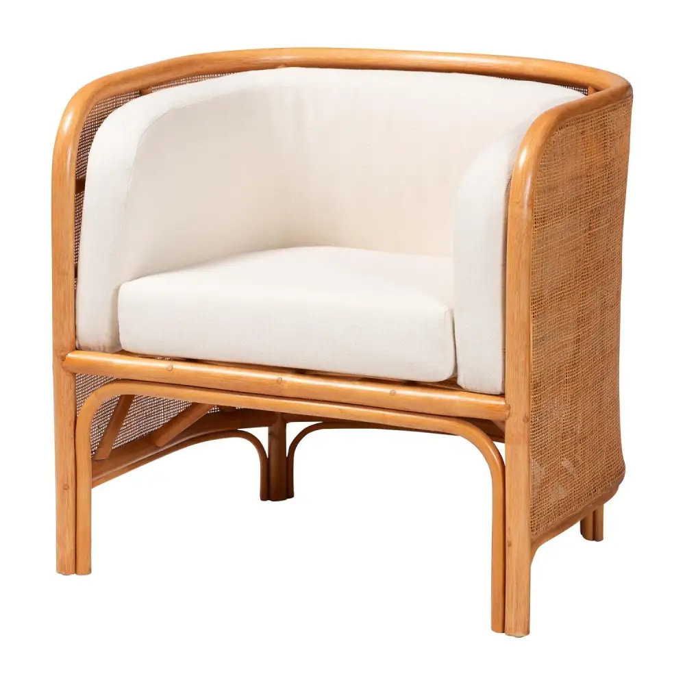 Curved Woven Rattan Accent Chair