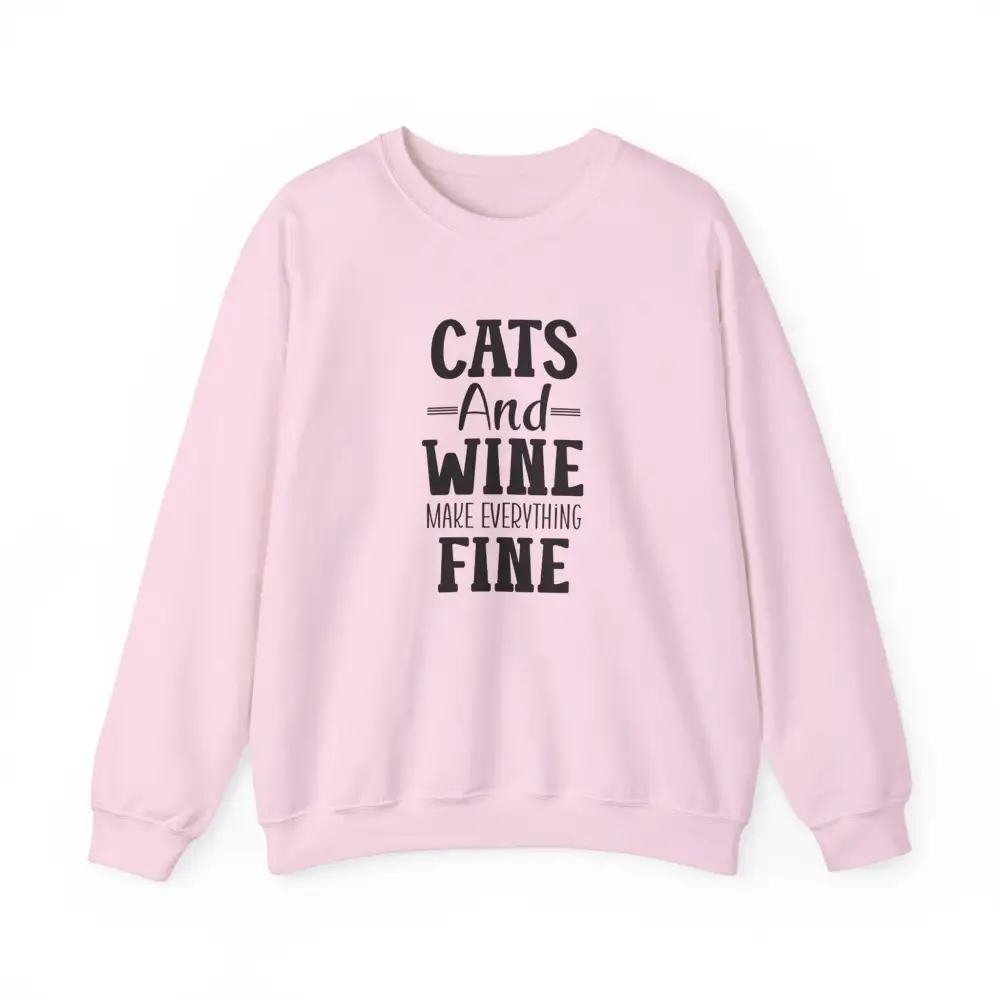 Cat Wine Graphic Crewneck Sweatshirt