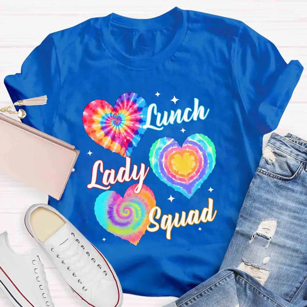 Lunch Lady Squad Colorful Peach Heart T-Shirt