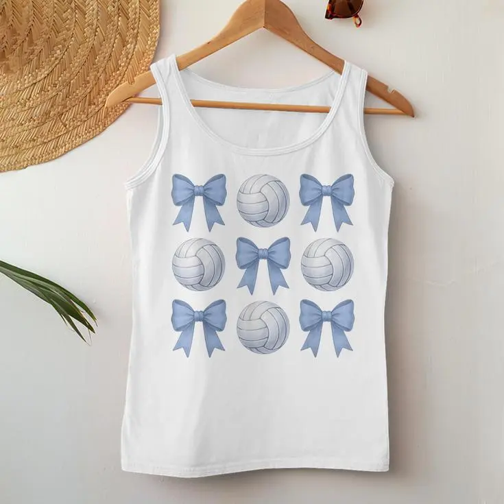 Volleyball Blue Bow Cute Women Tank Top