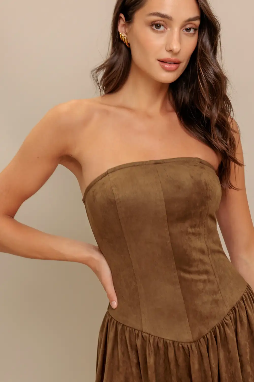 Modern Strapless Midi Dress