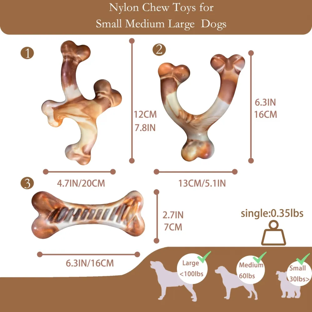 3 Pcs Durable Dog Chew Bones