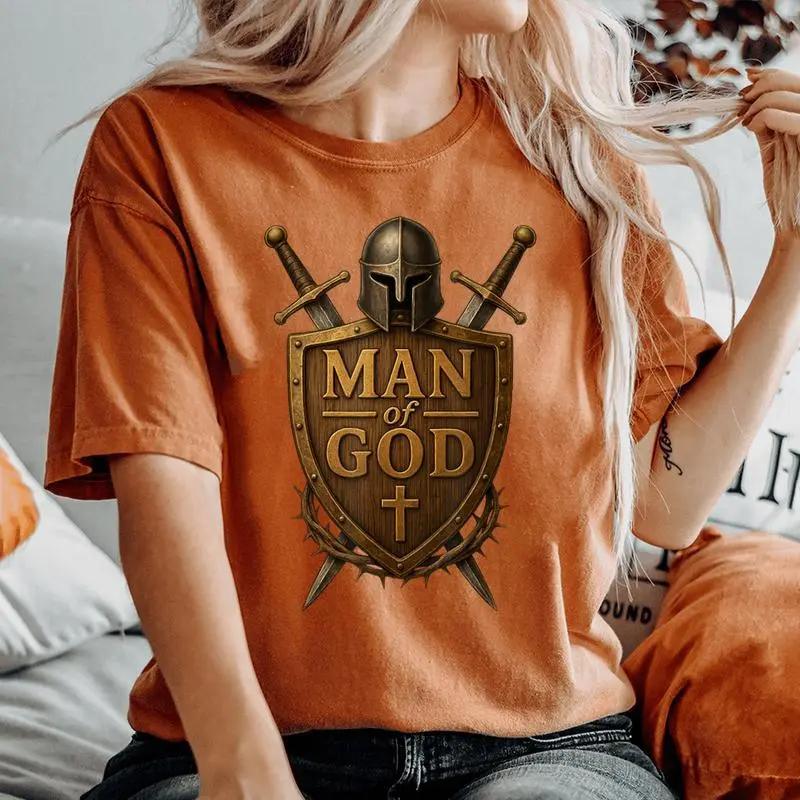 Faithful Warrior Man Of God Christian Knight Armor Dad Women's Oversized Comfort T-Shirt