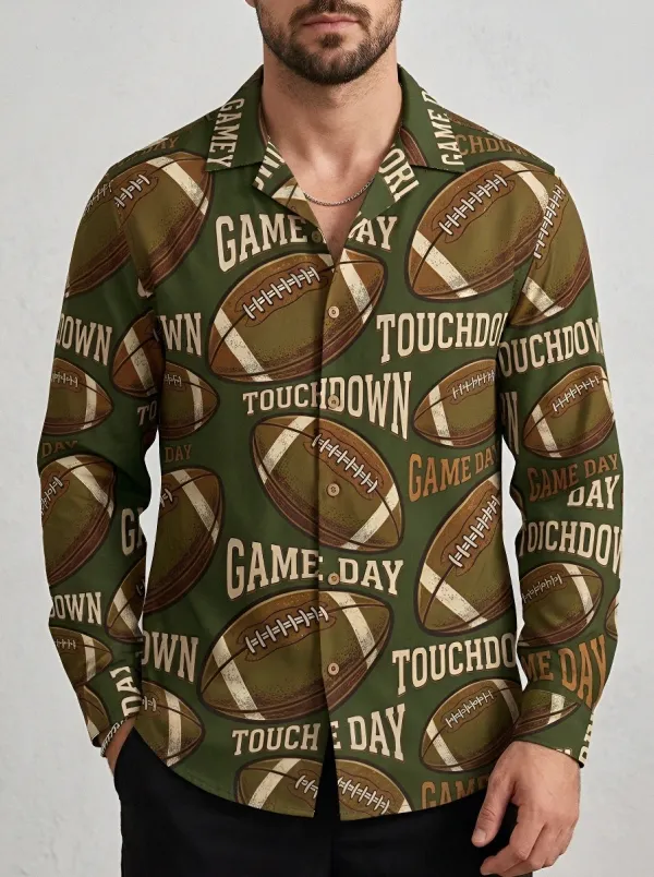 Men's American Football Game Day Touchdown Printed Shirt