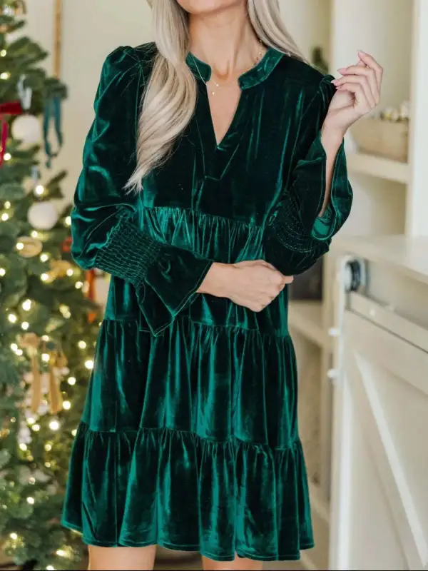 Velvet Tiered Mini Dress