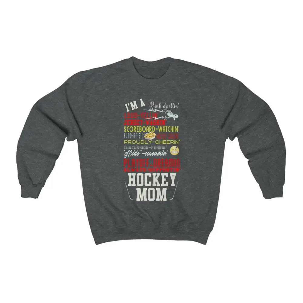 Mom Support Hockey Graphic Crewneck Sweatshirt