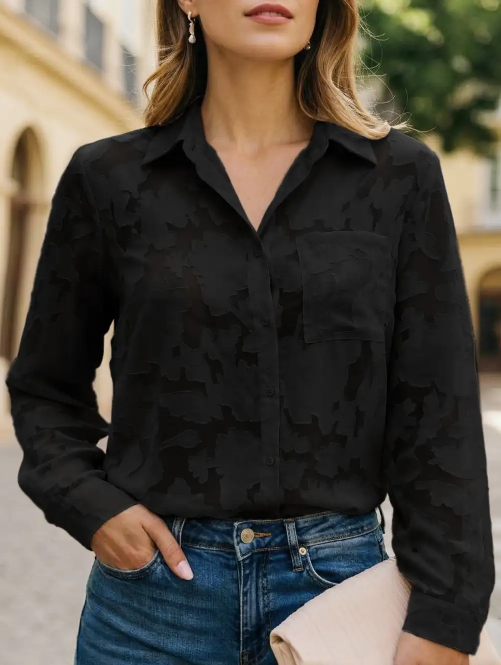 Loose Draped Chiffon Blouse