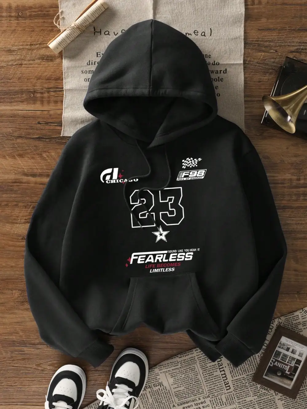 Gray Number 23 Casual Hoodie