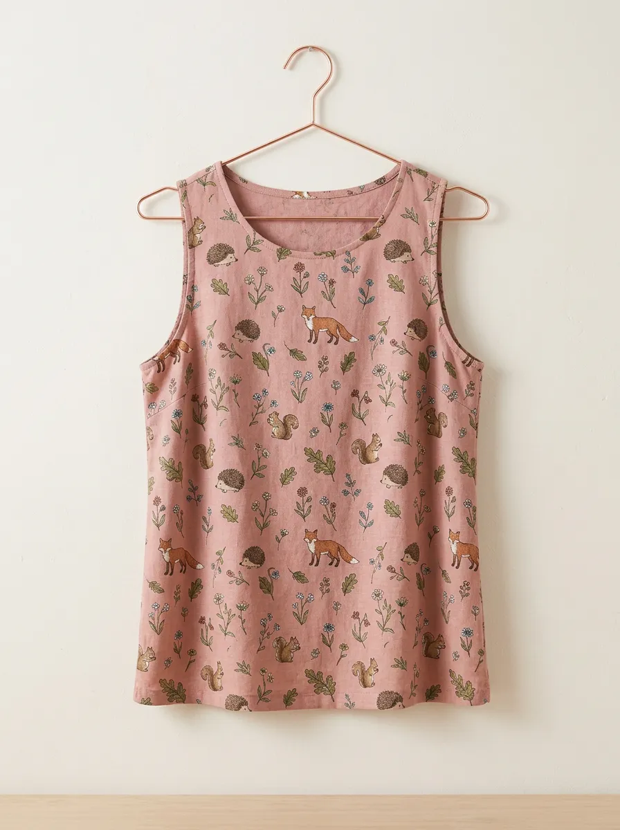 Fox Squirrel Hedgehog Women's Loose Printed Tank Top