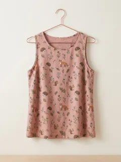 Fox Squirrel Hedgehog Women's Loose Printed Tank Top