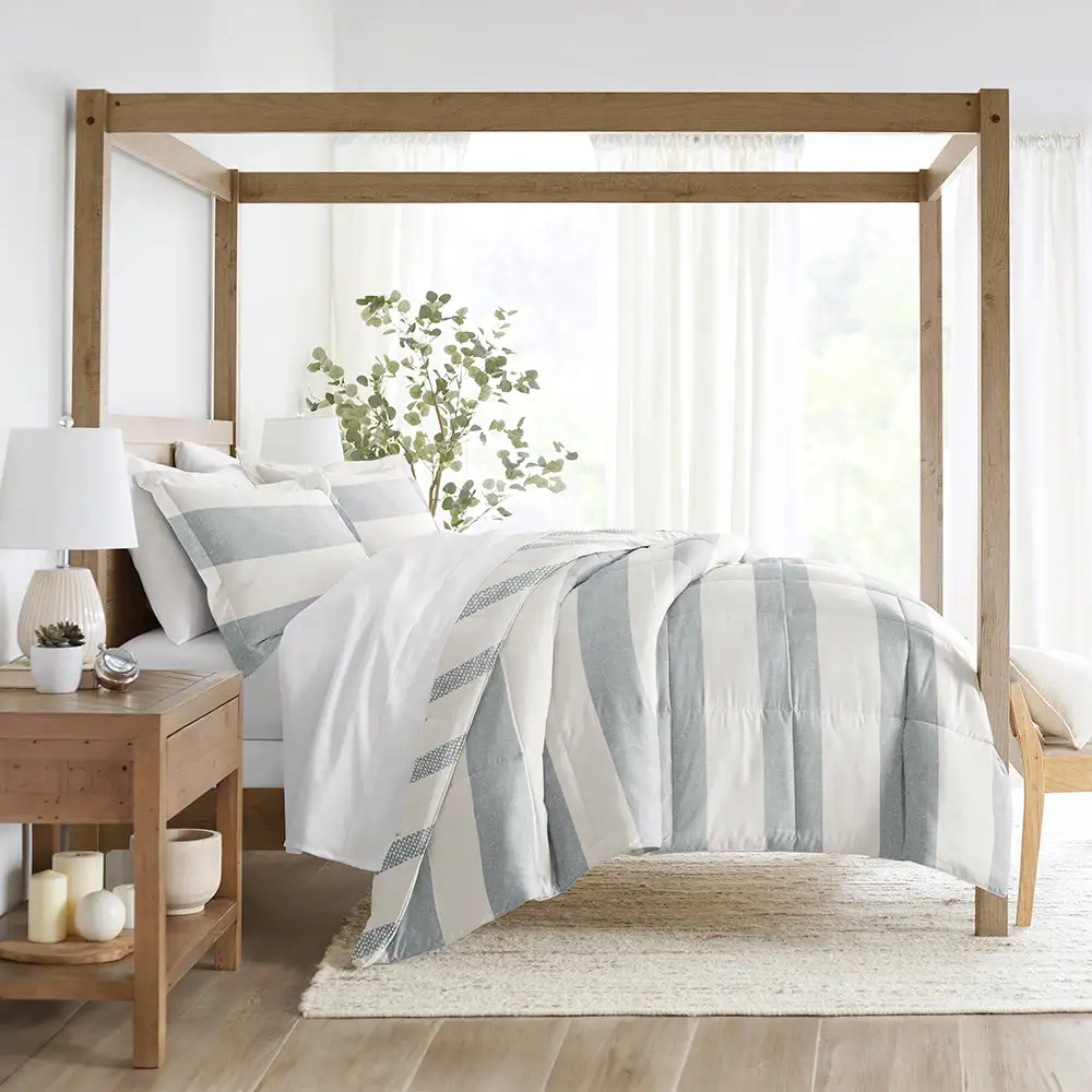 Distressed Stripe Reversible Down Alternative Comforter Set