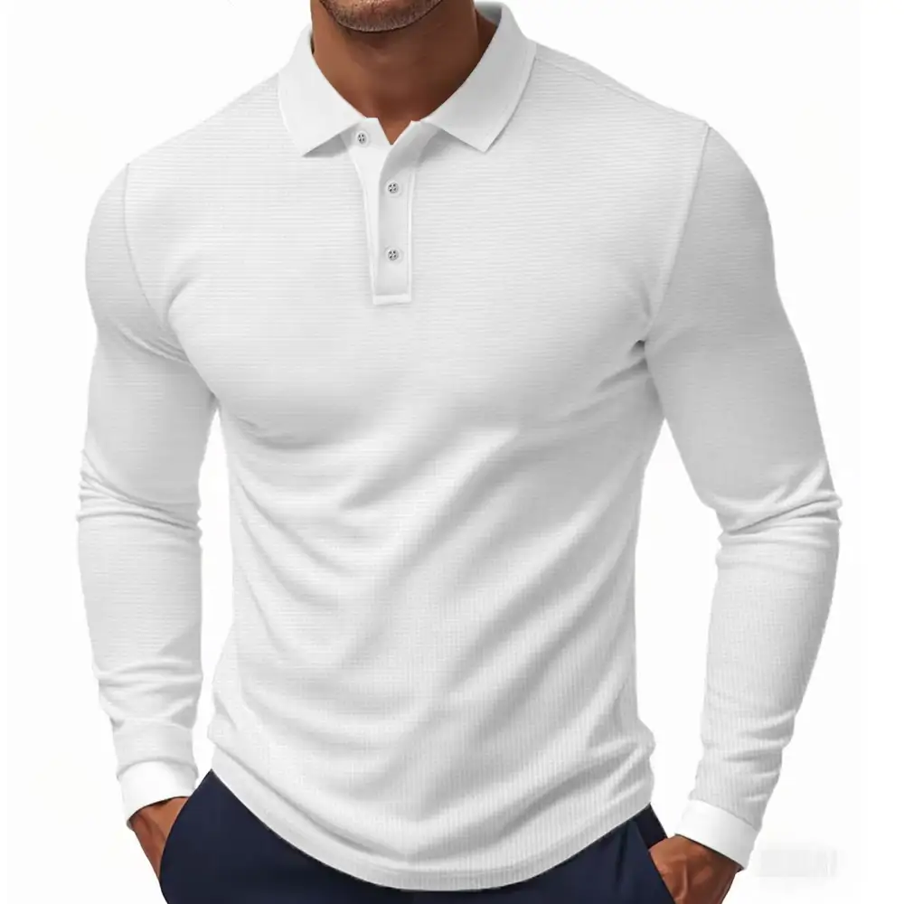 Long Sleeve Slim Fit Jersey Polo Shirt