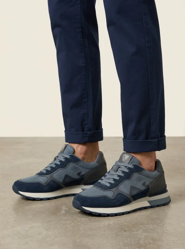 Men's Modern Casual Sporty Suede Mesh Print Sneakers
