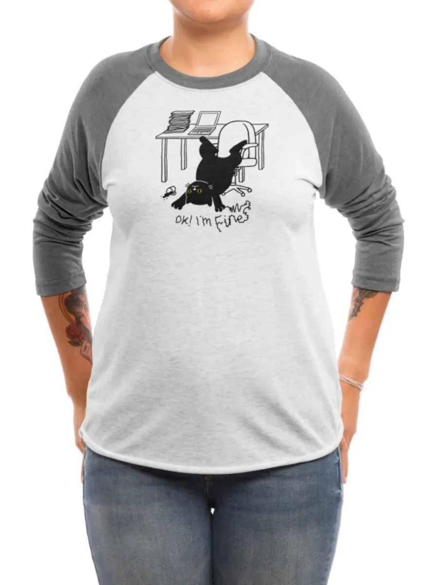 Funny Office Cat Print T-Shirt