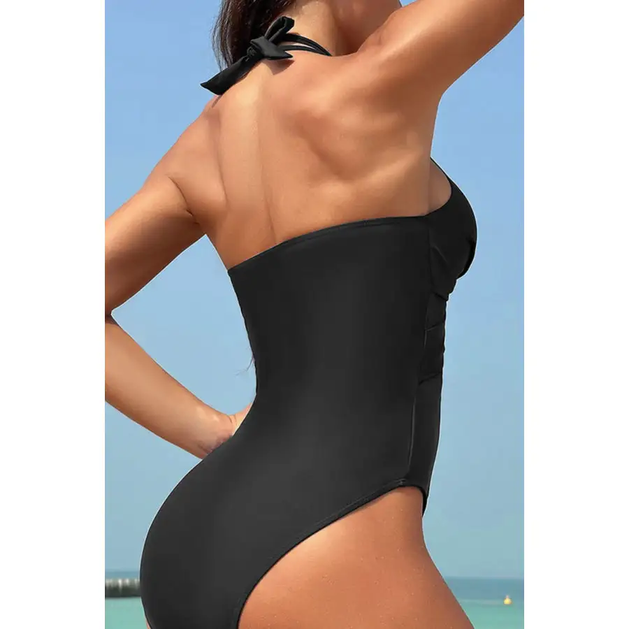 Women's Halter Crisscross One-Piece Swimsuit