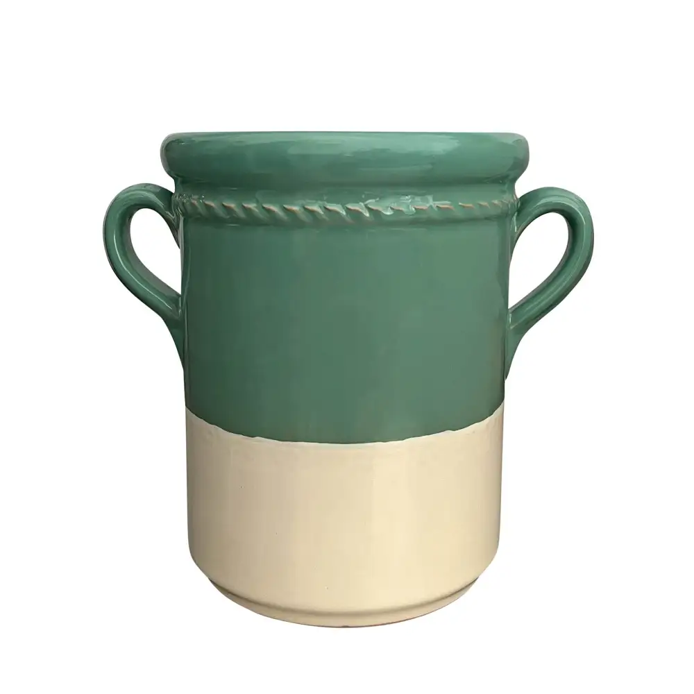 Coastal-Inspired Hand-Painted Ceramic Wine Cooler