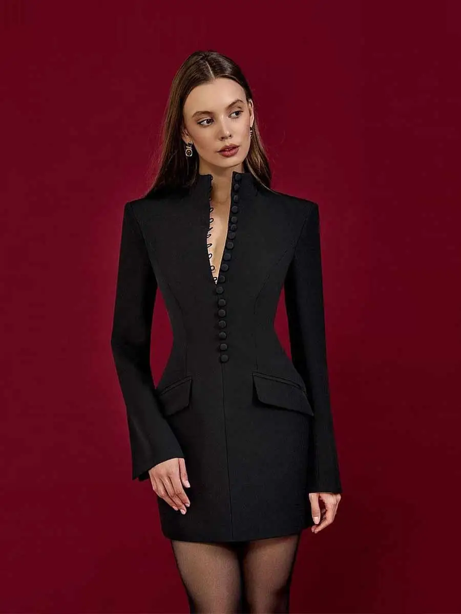 Autumn Shaped Neckline Mini Dress