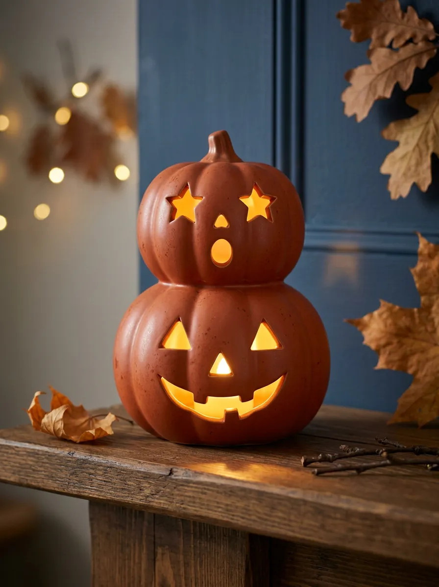 Classic Stacked-Pumpkin LED Halloween Pumpkin Light
